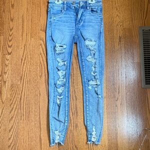 American Eagle Distressed Blue Women's Jeans (next level stretch)